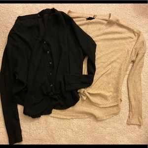 Urban Outfitters Black & Cream Button Down Sweater